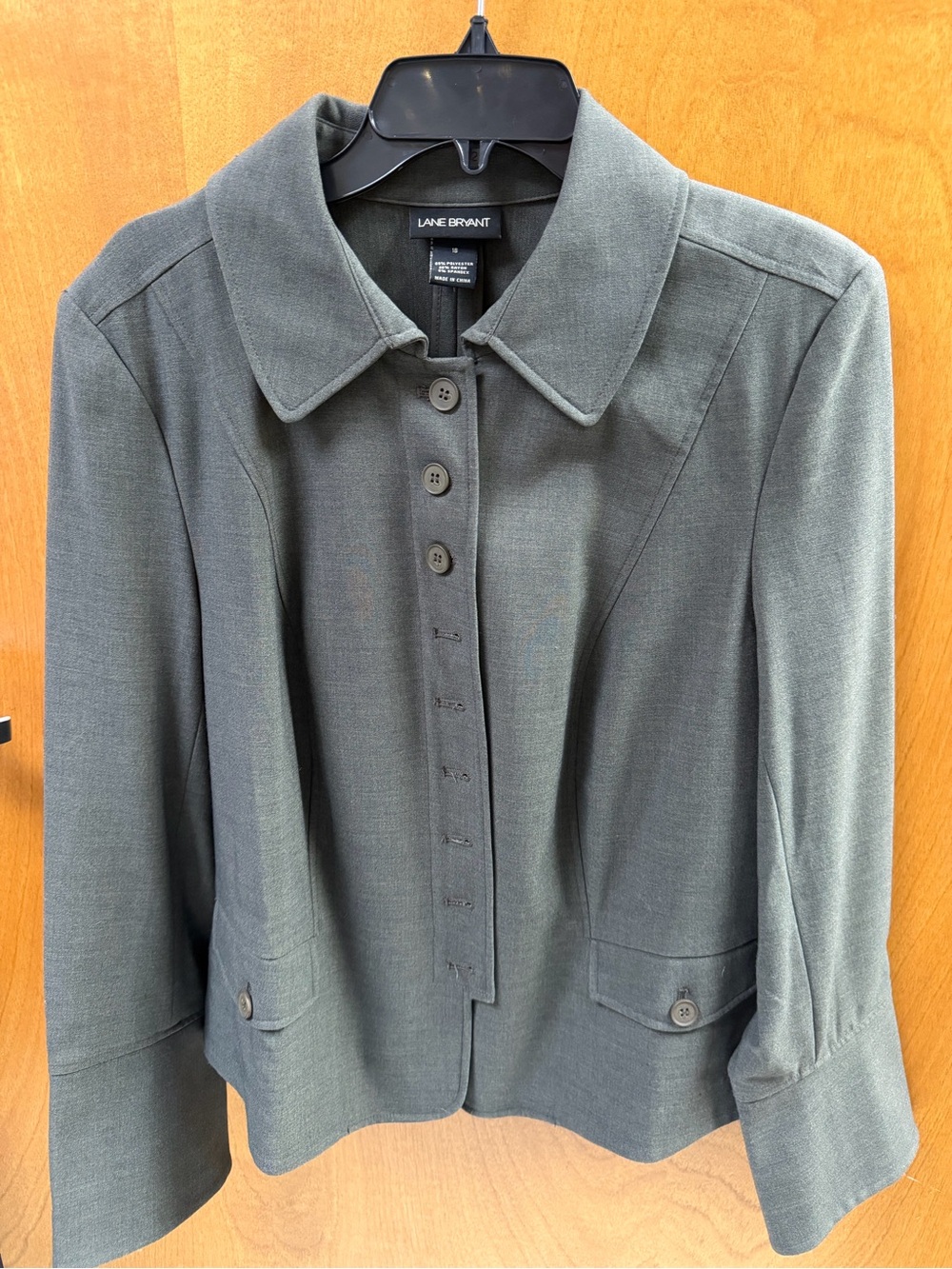 Lane Bryant Olive Green Button-Front Blazer Jacket
